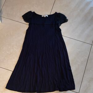 LOFT Navy Womens Dress with Lace Accents
